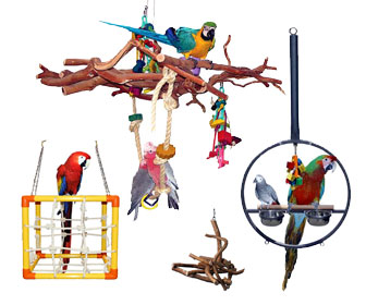 PORTABLE PARROT PERCH FLOOR STAND BIRD FEEDER PLAY GYM H36"-W24"  toy playground